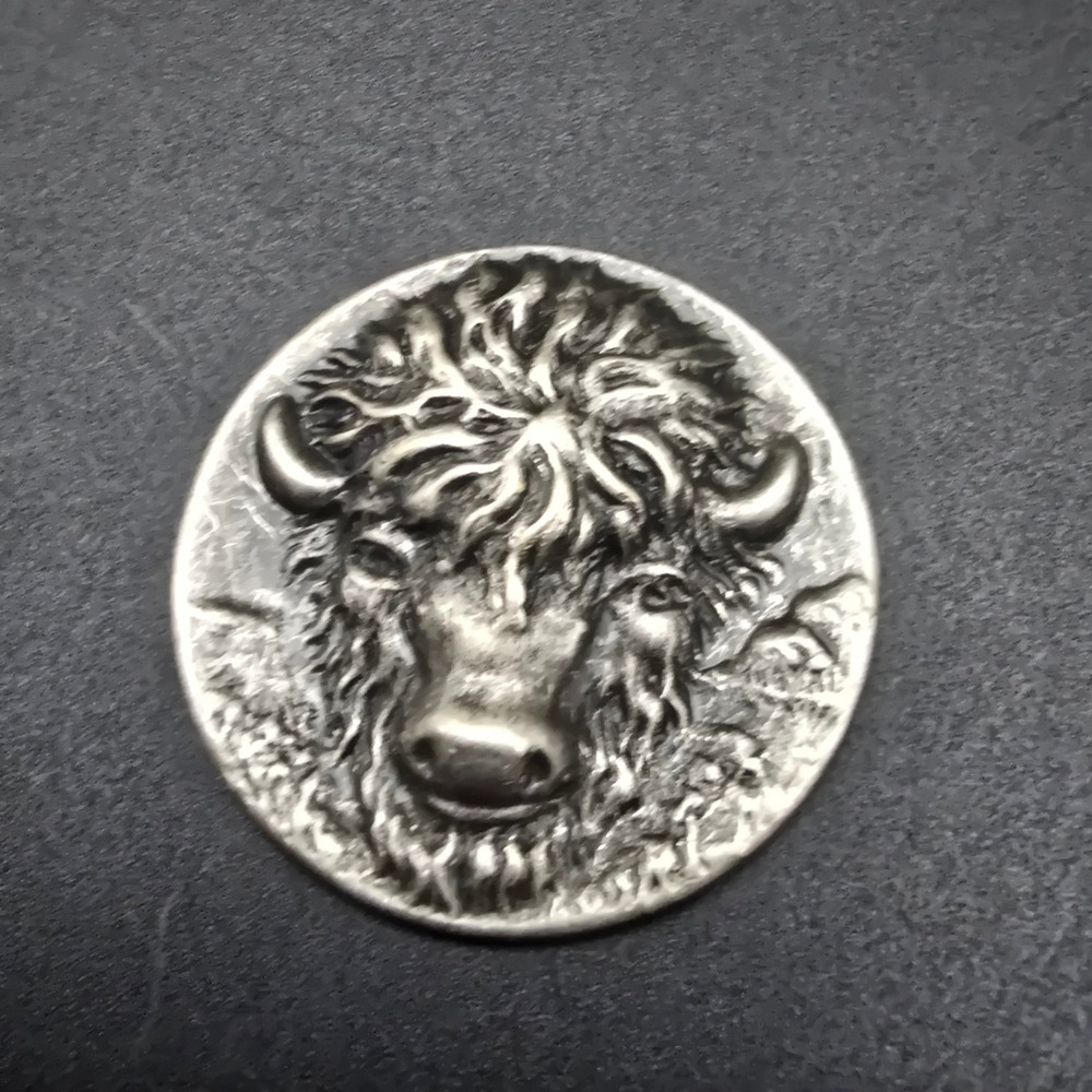 Silver Tone Buffalo Head Medallion Crafting Piece Jewelry Making